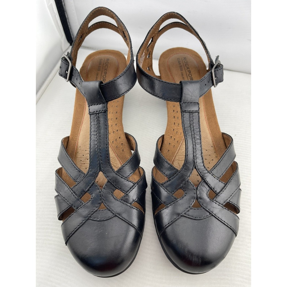 Rockport Cobb Hill Women's Aubrey T-Strap Sandal Black‎ - CBD12BK